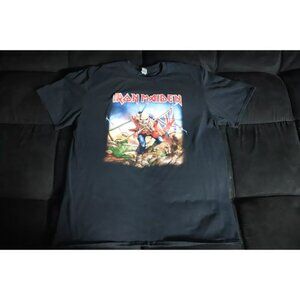 Iron Maiden T-Shirt Mens XL Black Eddie The Trooper British Flag Graphic Cotton